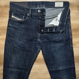 Diesel Jeans Men 28x32 Blue Tepphar Slim Carrot Stretch Dark‎ Wash Hemmed 27"